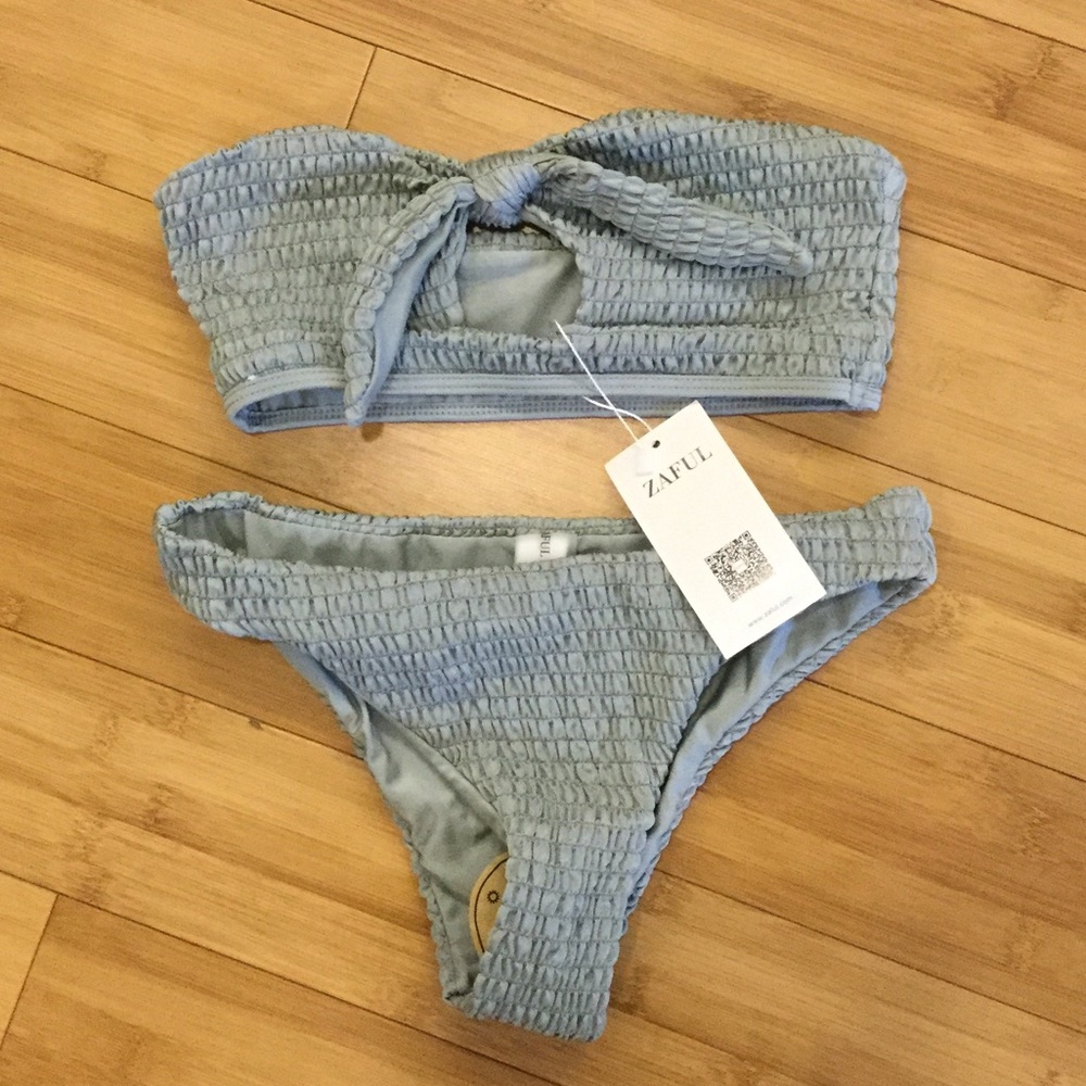 Zaful grey ruched cheeky bikini NWT sz Sm